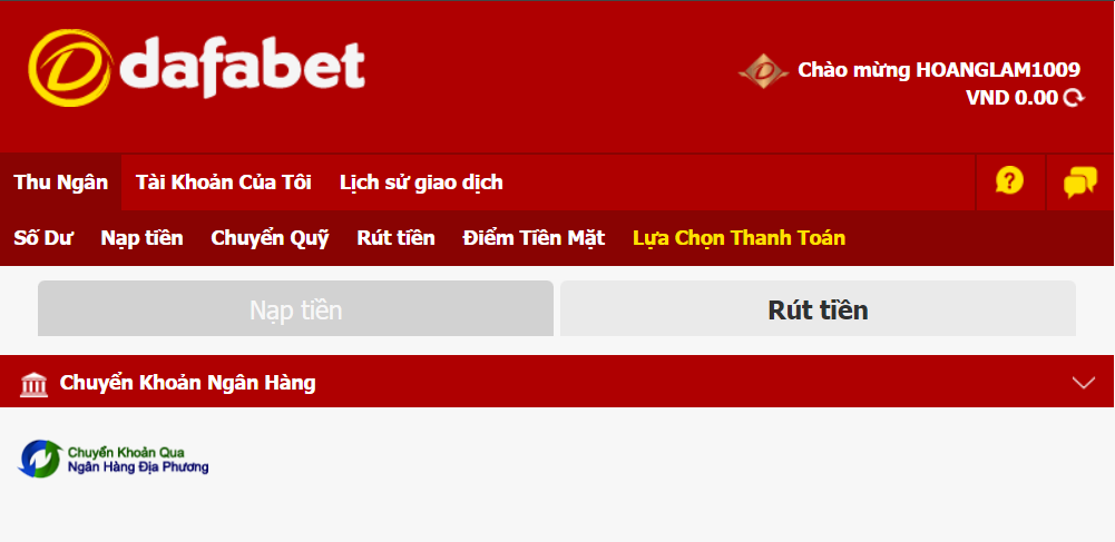 Rút tiền Dafabet